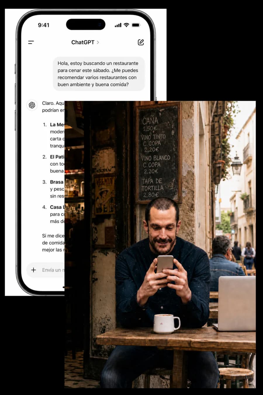 Consulta a ChatGPT pidiendo recomendaciones de negocios locales